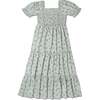 Organic Smocked Tiered Dress, Sage Bloom - Dresses - 1 - thumbnail