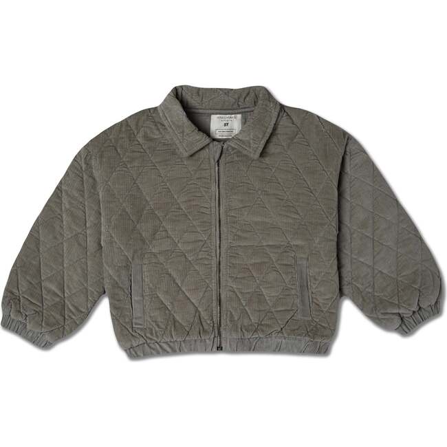 Organic Quilted Bomber Corduroy Jacket, Olive