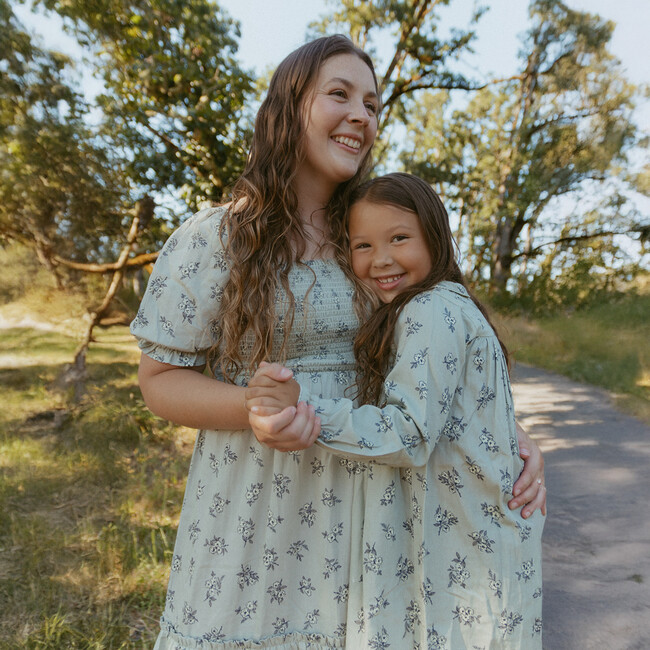 Organic Smocked Tiered Dress, Sage Bloom - Dresses - 2