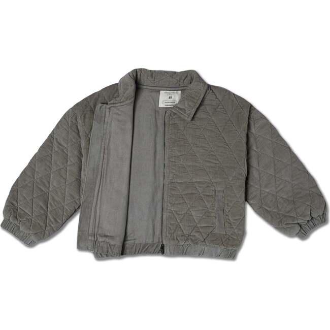Organic Quilted Bomber Corduroy Jacket, Olive - Jackets - 3