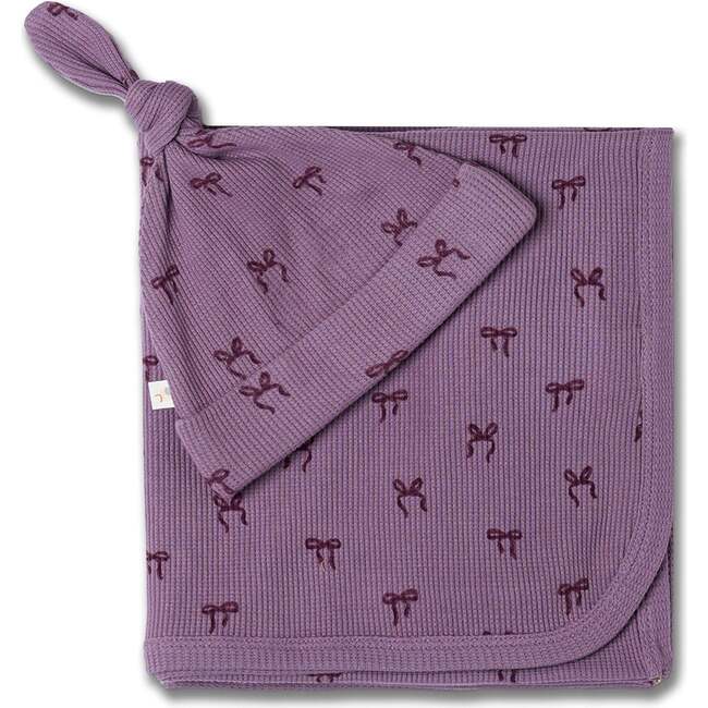 Organic Swaddle Blanket & Hat Set, Bows