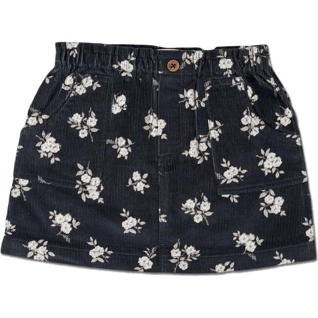 Organic Corduroy Skirt, Navy Bloom