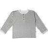 Organic Henley Tee, Olive Gingham - T-Shirts - 1 - thumbnail