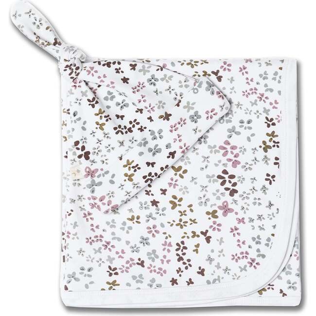 Organic Swaddle Blanket & Hat Set, Garden