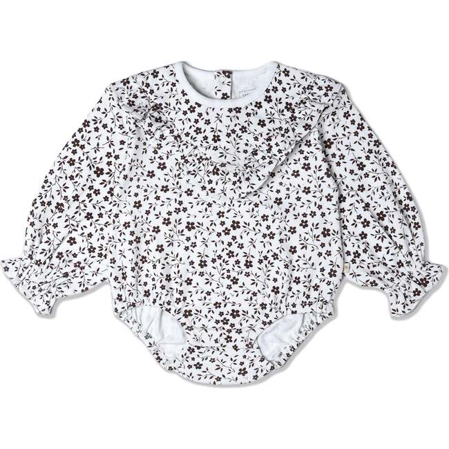 Organic Ruffle Bubble Romper, Wildvine