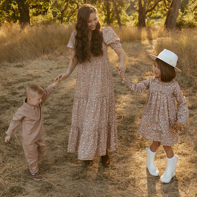 Organic Smocked Tiered Dress, Harvest - Dresses - 2