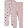 Organic Leggings, Set of 2, Hearts + Dusty Rose - Leggings - 1 - thumbnail