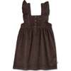 Organic Ruffle Corduroy Dress, Dark Brown - Dresses - 1 - thumbnail
