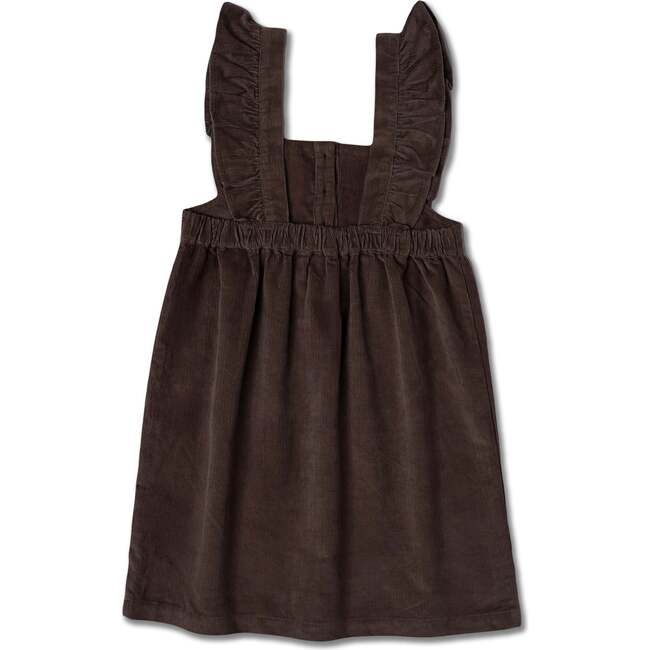 Organic Ruffle Corduroy Dress, Dark Brown - Dresses - 3
