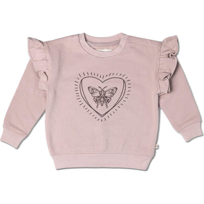 Organic Fleece Ruffle Sleeve Sweatshirt, Love Wings