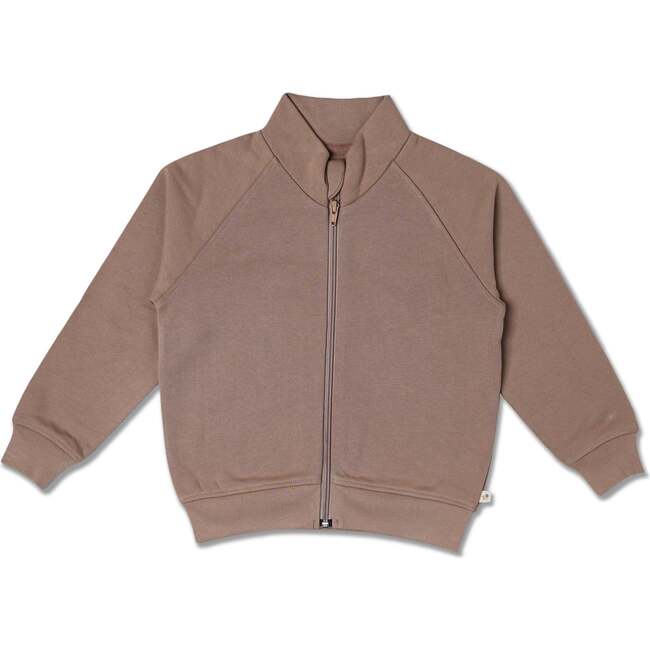 Organic Fleece Zipper Jacket, Taupe