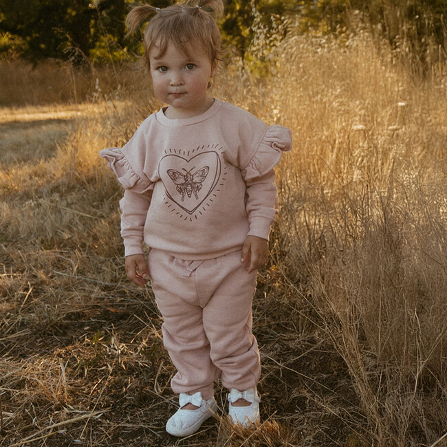 Organic Fleece Ruffle Sleeve Sweatshirt, Love Wings