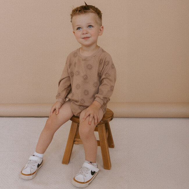 Organic Long Sleeve Bubble Romper, Sun - Rompers - 2