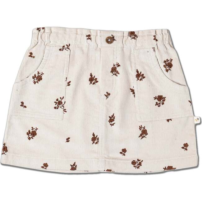 Organic Corduroy Skirt, Brown Floral