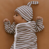 Organic Kimono Knotted Sleep Gown, Brown Stripe - Nightgowns - 2