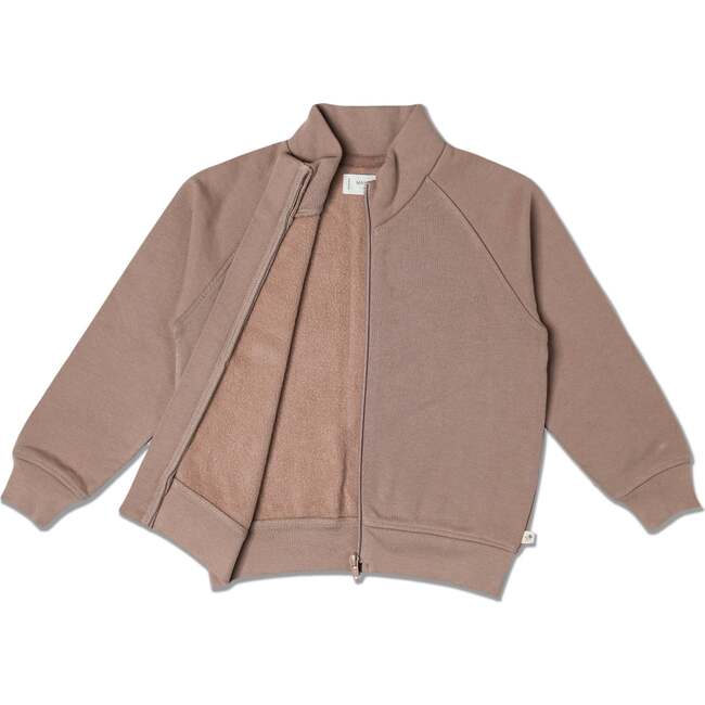 Organic Fleece Zipper Jacket, Taupe - Jackets - 3
