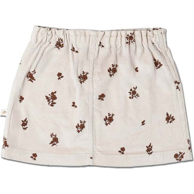 Organic Corduroy Skirt, Brown Floral - Skirts - 3