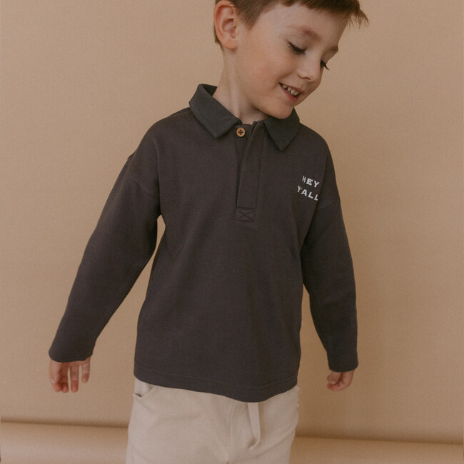 Organic Long Sleeve Polo, Hale Navy - Polo Shirts - 2
