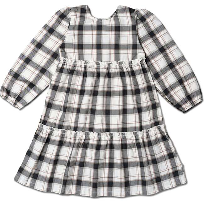 Organic Long Sleeve Tiered Dress, Plaid Checks