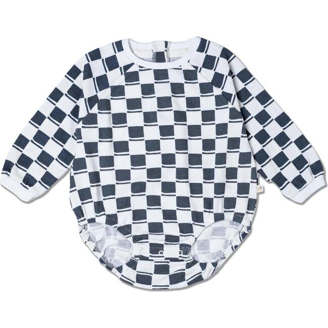 Organic Long Sleeve Bubble Romper, Cabin Checks
