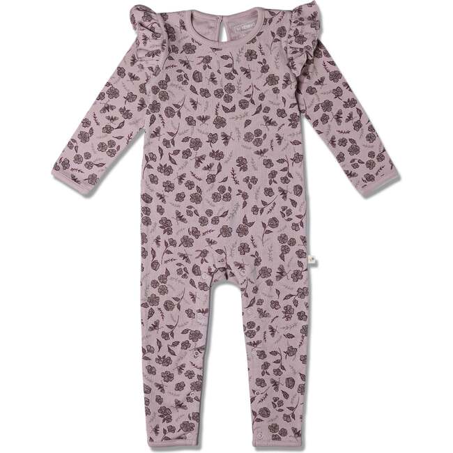 Organic Ruffle Full Sleeve Romper, Mystic Floral