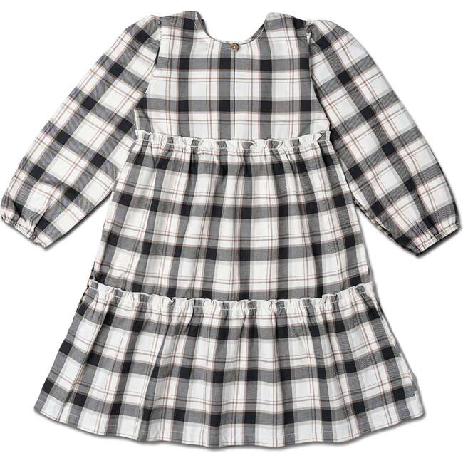 Organic Long Sleeve Tiered Dress, Plaid Checks - Dresses - 3