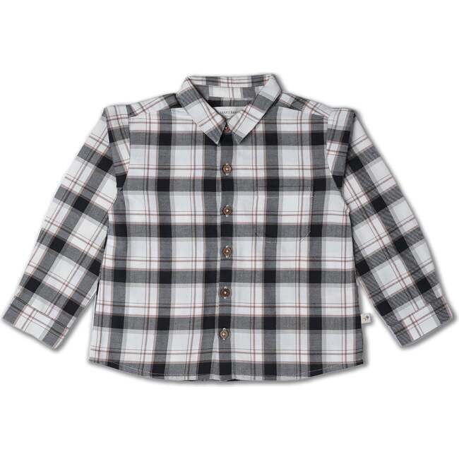 Organic Collared Long Sleeve Shirt, Plaid Checks