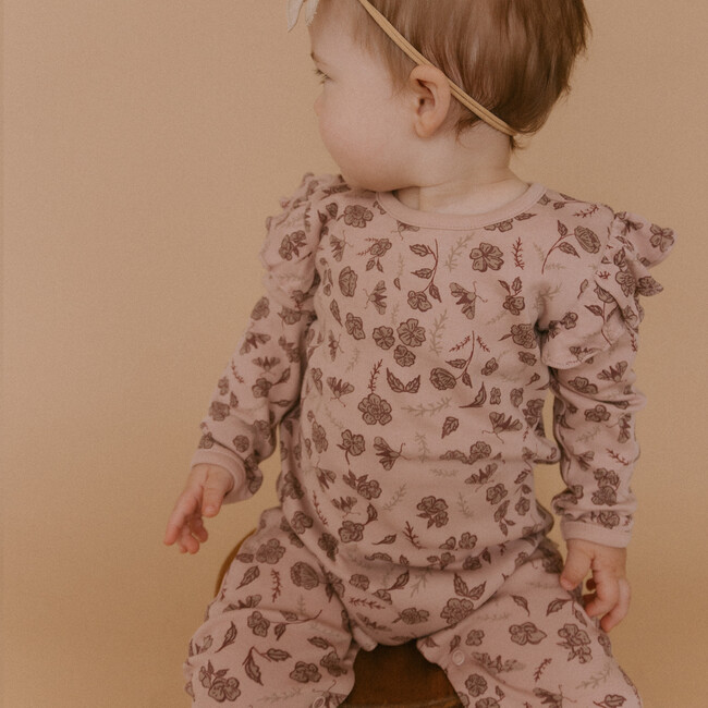 Organic Ruffle Full Sleeve Romper, Mystic Floral - Rompers - 2