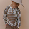 Organic Henley Tee, Brown Stripe - T-Shirts - 2