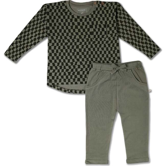 Organic Tee & Foldover Pants Set, Checker