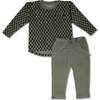 Organic Tee & Foldover Pants Set, Checker - Mixed Apparel Set - 1 - thumbnail