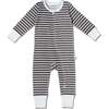 Organic 2-Way Zip Romper, Brown Stripe - Rompers - 1 - thumbnail