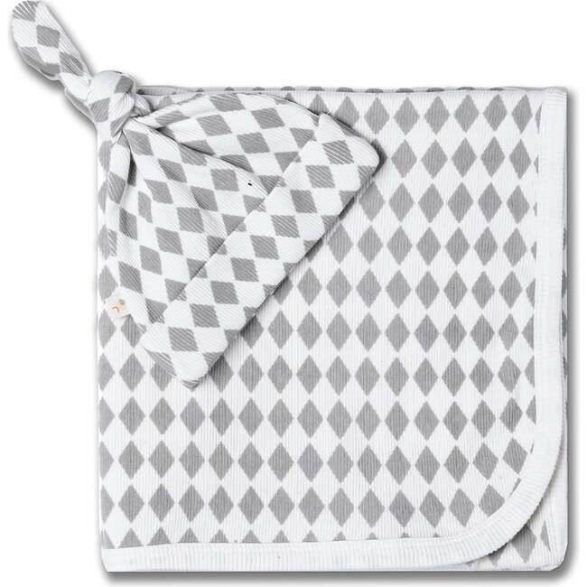 Organic Swaddle Blanket & Hat Set, Harlequin