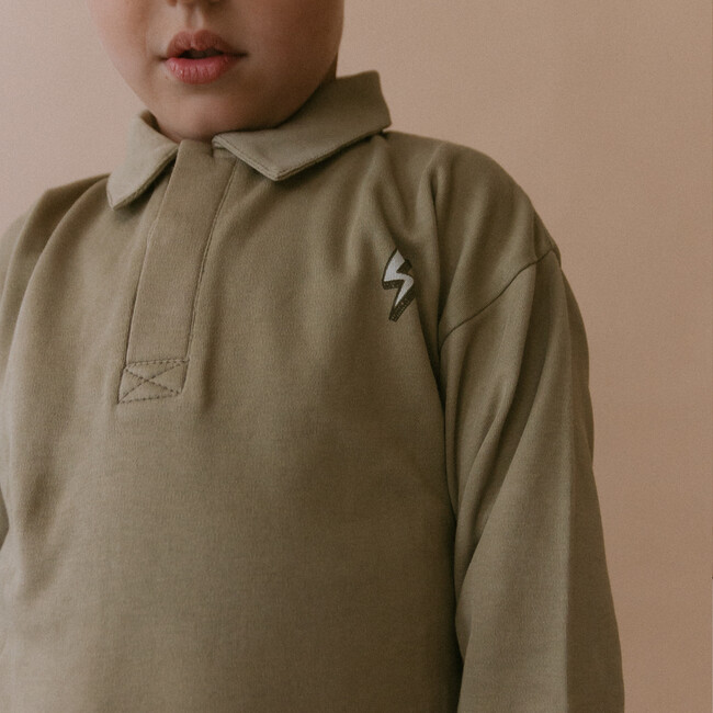 Organic Long Sleeve Polo, Olive