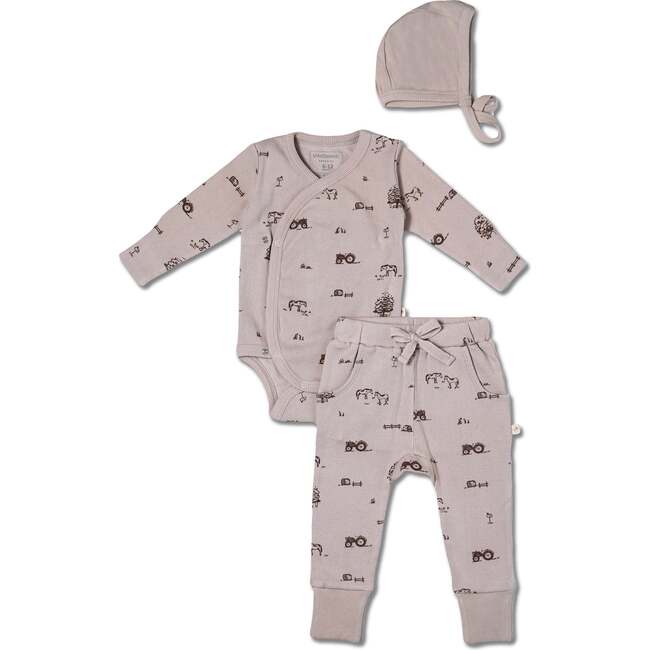 Organic Kimono Onesie & Pants Set, Farm
