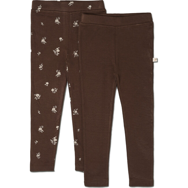 Organic Leggings, Set of 2, Birch + Dark Brown