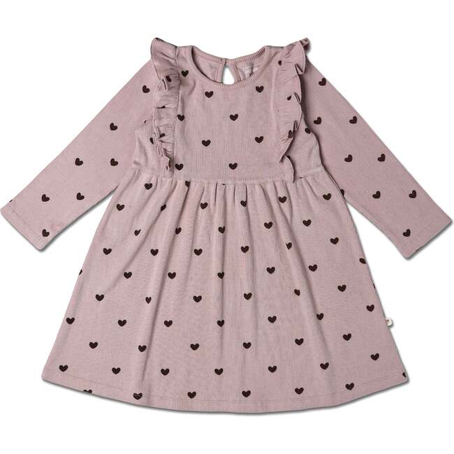Organic Long Sleeve Ruffle Dress, Hearts