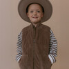 Organic Sleeveless Quilted Corduroy Jacket, Dark Brown - Jackets - 2