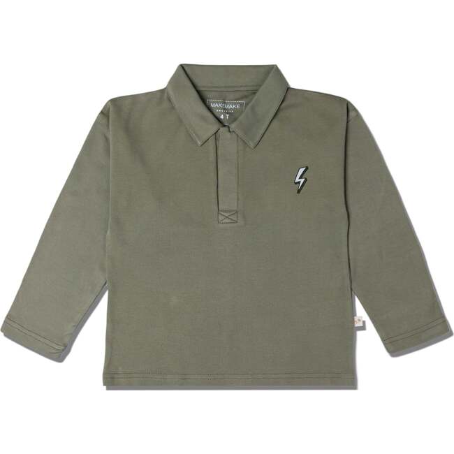 Organic Long Sleeve Polo, Olive - Polo Shirts - 2