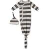 Organic Kimono Knotted Sleep Gown, Bold Stripes - Nightgowns - 1 - thumbnail
