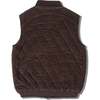 Organic Sleeveless Quilted Corduroy Jacket, Dark Brown - Jackets - 3