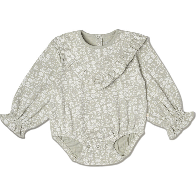 Organic Ruffle Bubble Romper, Wildsage