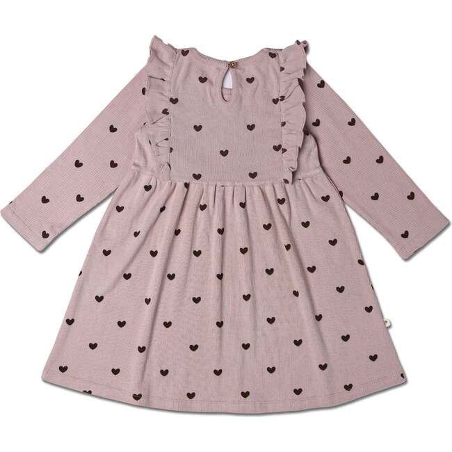 Organic Long Sleeve Ruffle Dress, Hearts - Dresses - 3