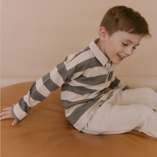 Organic Long Sleeve Polo, Bold Stripes - Polo Shirts - 2