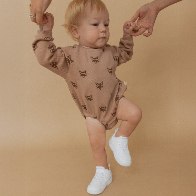 Organic Long Sleeve Bubble Romper, Fox