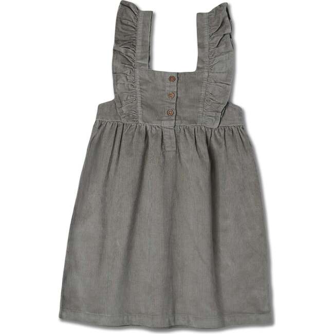 Organic Ruffle Corduroy Dress, Olive