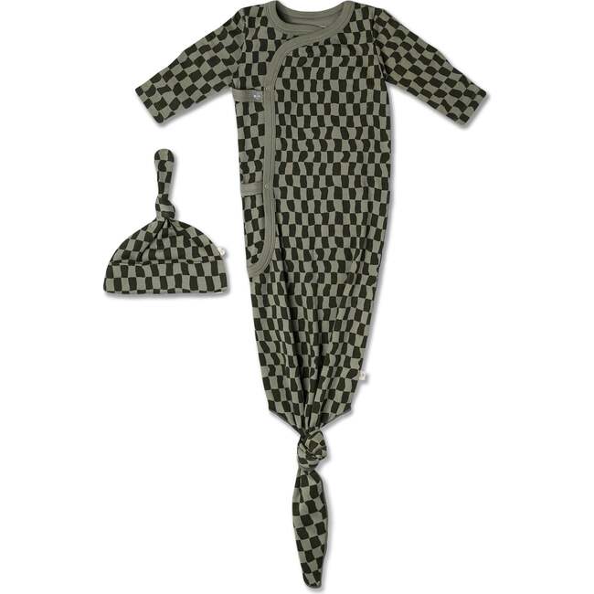 Organic Kimono Knotted Sleep Gown, Checker