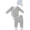 Organic Kimono Onesie & Pants Set, Olive Gingham - Mixed Apparel Set - 1 - thumbnail