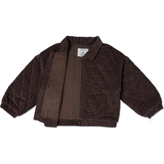 Organic Quilted Bomber Corduroy Jacket, Dark Brown - Jackets - 2