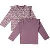 Organic Ruffle Long Sleeve Top Set of 2, Thistle + Berry - Shirts - 1 - thumbnail